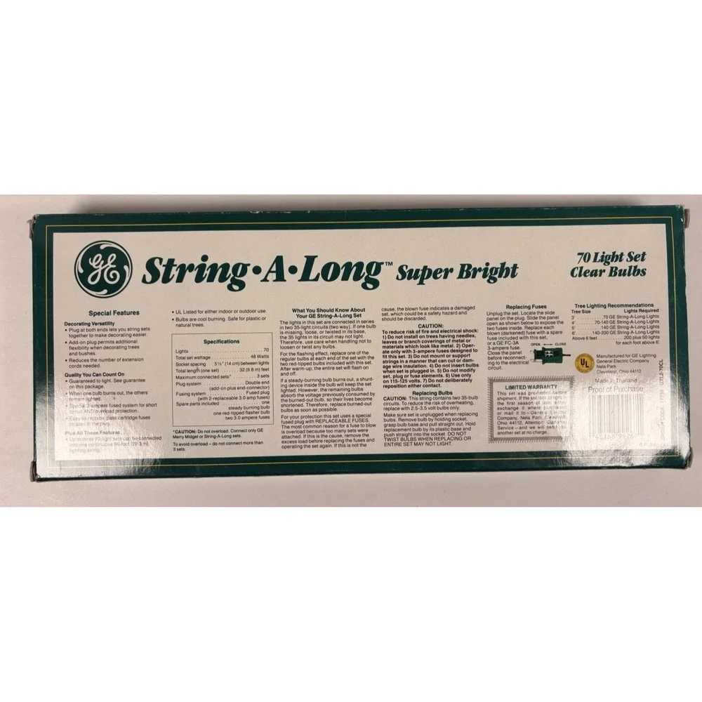 GE String-A-Long Super Bright 70 Light Set Clear Miniature Style 5 boxes 350